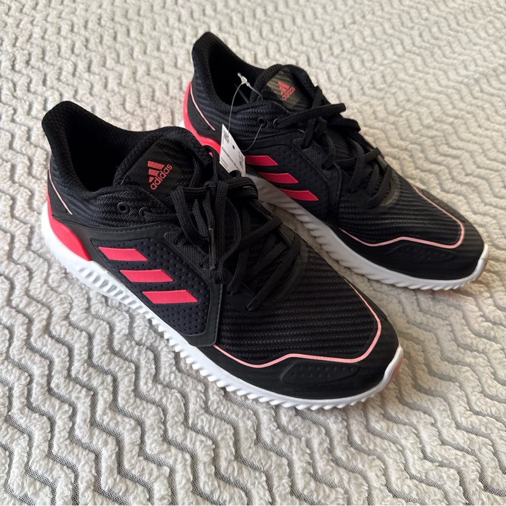 Adidas Black/Pink Fabric Climawarm Bounce Running Lace Up Low Top Sneakers Sz 8